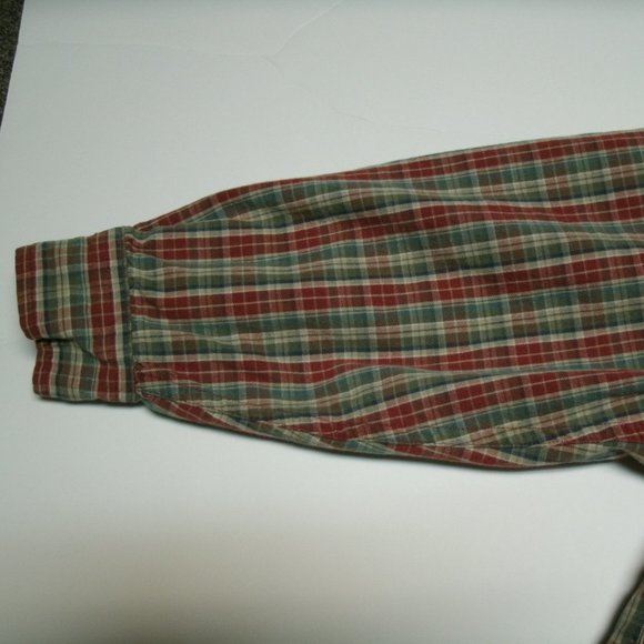 Children's Place Boys Shirt Button Down Red Tan Green Plaid Long Sleeve 5-6 - Picture 6 of 11
